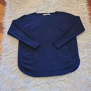 Lulu-B womens navy blue soft acrylic modal long sleeve flowy sweater